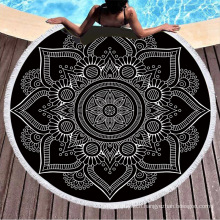 Microfiber Round Large Plush Beach Towel Blanket Sand Free Quick Dry Super Absorbent for Travel Pool Swimming Bath Camping